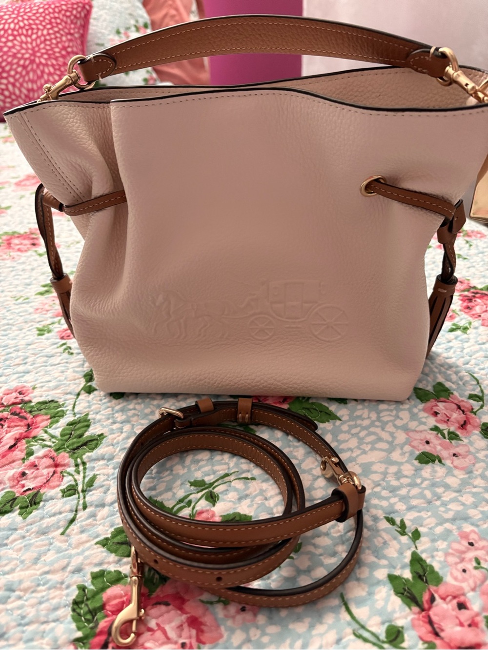 Coach Leather Andy Drawstring Shoulder Bag
